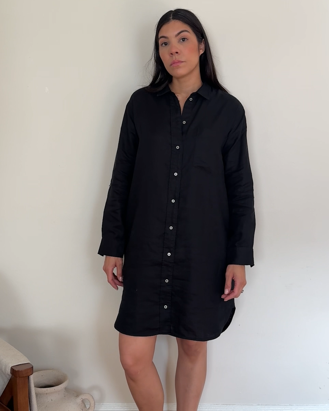 100-EuropeanLinenShirtDress_Black_ChelseaGeorgatos_4x5.png